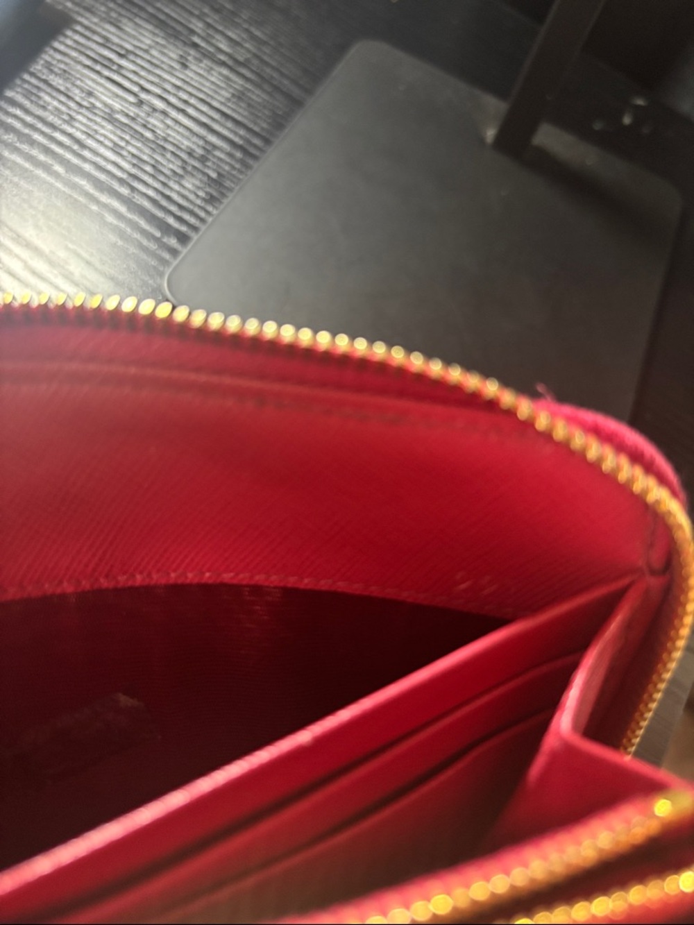 Prada Pink Saffiano Zip Wallet with Gold Logo - Picture 14 of 17